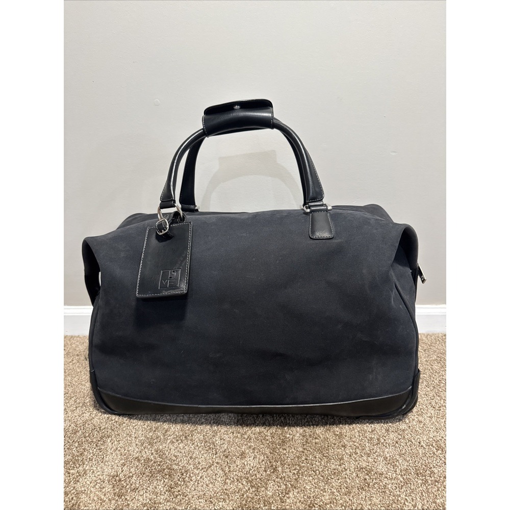 Diane Von Furstenberg DVF Black Suede Roller Travel Duffle Bag Suitcase Leather - Picture 4 of 12